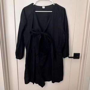LOFT Black Bow-Front Romper